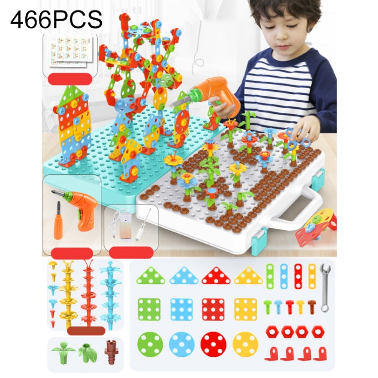 Children Screw-Tightening Electric Drill Toy Manual Assembly Toolbox, Style:, 2D Plane + Electric Drill (189 PCS), 3D + Electric Drill (276 PCS), 3D + Electric Drill (316 PCS), 3D + Electric Drill (466 PCS), 2D + Electric Drill + Charger (189 PCS)     ...