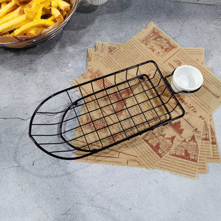 Wrought Iron Fruit Portable Storage Basket Bread French Fries Fried Snacks Portable Basket, Double Cup Egg-shaped, Double Cup Round, Single Cup Boat, Square Short Basket, Rectangular Short Basket, Large Round Wire, Small Round Wire, Large Messy Wire   ...