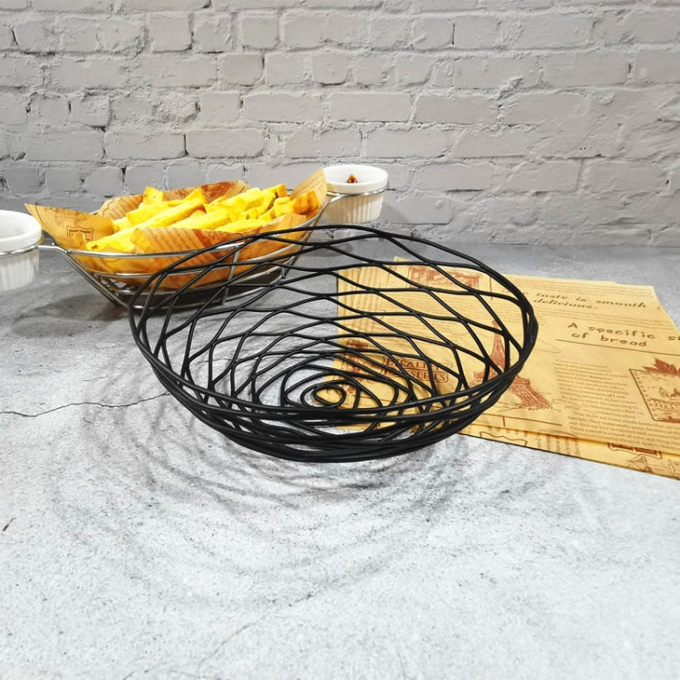 Wrought Iron Fruit Portable Storage Basket Bread French Fries Fried Snacks Portable Basket, Double Cup Egg-shaped, Double Cup Round, Single Cup Boat, Square Short Basket, Rectangular Short Basket, Large Round Wire, Small Round Wire, Large Messy Wire   ...