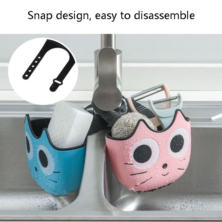 Kitchen Cartoon Multifunctional Sink Drain Hanging Bag Adjustable Buckle Bathroom Storage Basket, Pink, Blue, Green