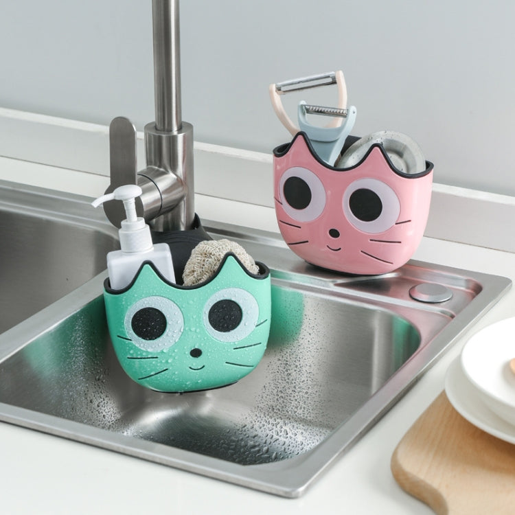 Kitchen Cartoon Multifunctional Sink Drain Hanging Bag Adjustable Buckle Bathroom Storage Basket, Pink, Blue, Green