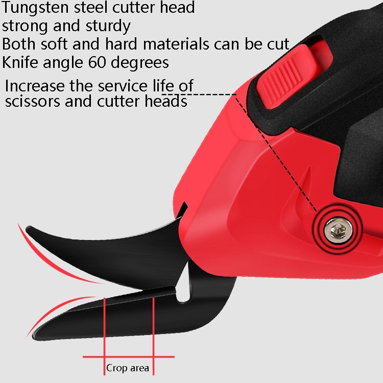 YOURTOOLS Y4005 12W Tungsten Steel Electric Scissors Clothing Leather Carpet Trimming Scissors, 1500mAh (Red), 2500mAh  (Gray), US Plug (Gray), EU Plug (Gray)