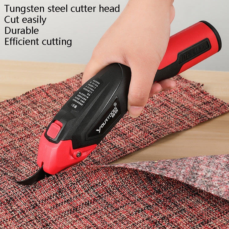 YOURTOOLS Y4005 12W Tungsten Steel Electric Scissors Clothing Leather Carpet Trimming Scissors, 1500mAh (Red), 2500mAh  (Gray), US Plug (Gray), EU Plug (Gray)