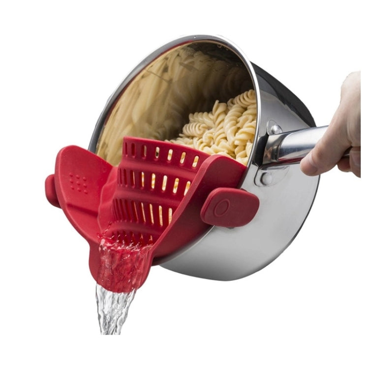Wide Mouth Silicone Drainer Pot Side Drain To Block Fruit Noodle Strainer, Green, Red, Dark Gray, Black, Purple, Orange