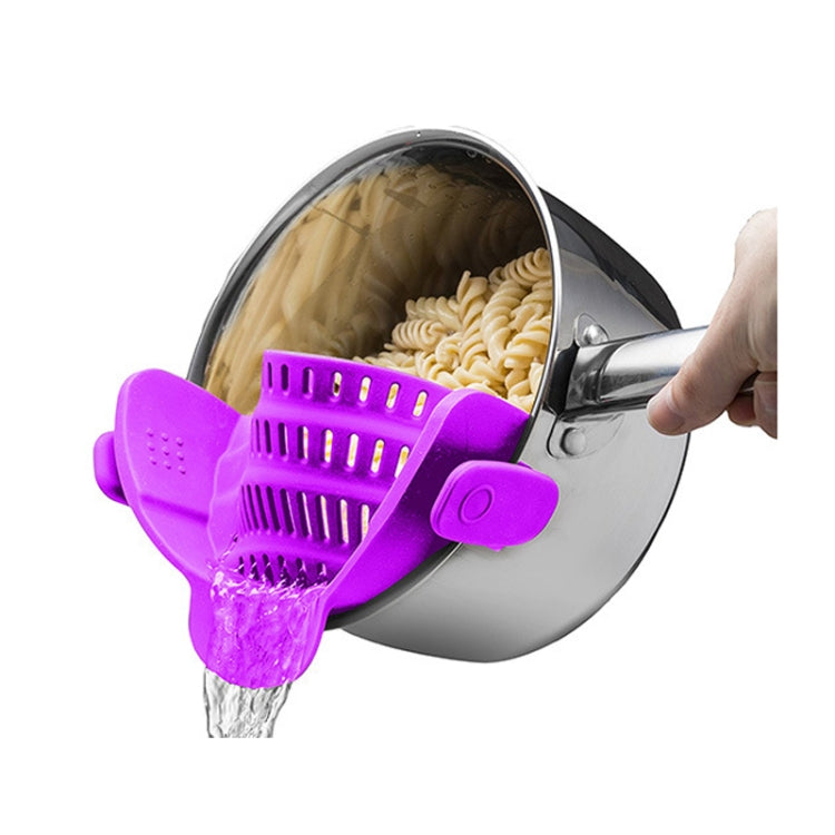 Wide Mouth Silicone Drainer Pot Side Drain To Block Fruit Noodle Strainer, Green, Red, Dark Gray, Black, Purple, Orange