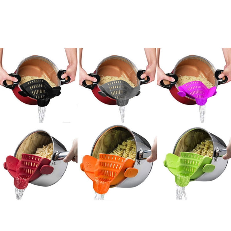 Wide Mouth Silicone Drainer Pot Side Drain To Block Fruit Noodle Strainer, Green, Red, Dark Gray, Black, Purple, Orange
