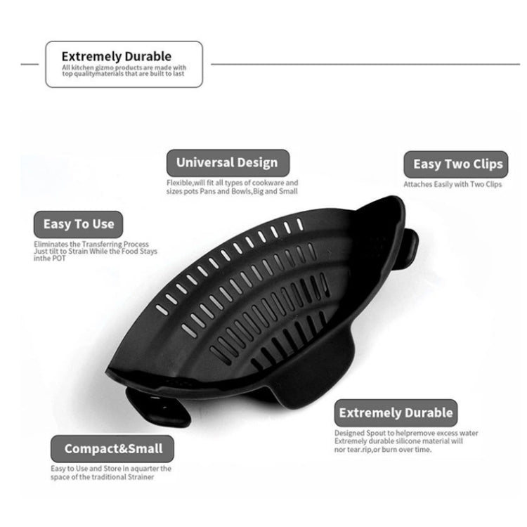 Wide Mouth Silicone Drainer Pot Side Drain To Block Fruit Noodle Strainer, Green, Red, Dark Gray, Black, Purple, Orange