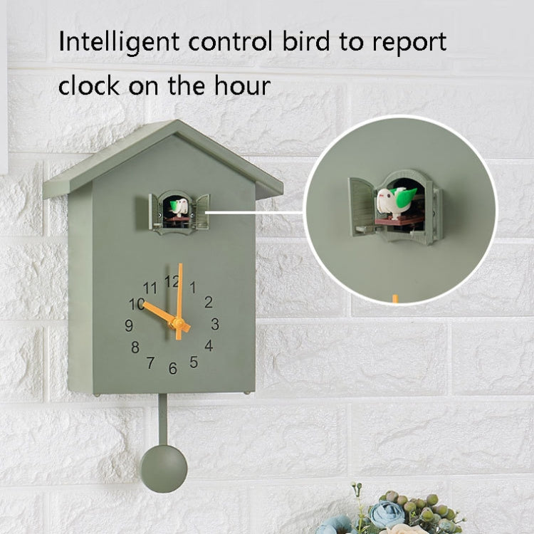 T60 Cuckoo Clock The Bird Reports On The Hour Clock, White, Green, Blue, Gray Top, Orange Top