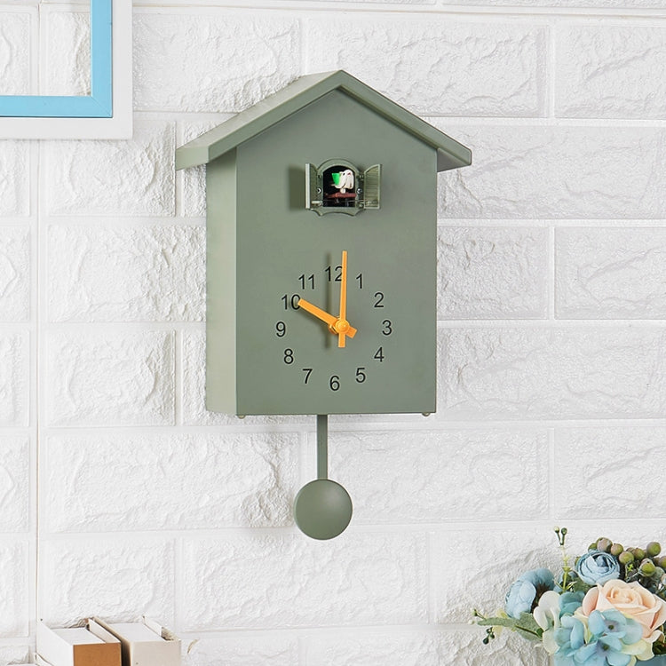T60 Cuckoo Clock The Bird Reports On The Hour Clock, White, Green, Blue, Gray Top, Orange Top
