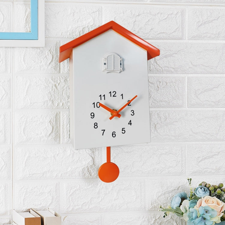 T60 Cuckoo Clock The Bird Reports On The Hour Clock, White, Green, Blue, Gray Top, Orange Top