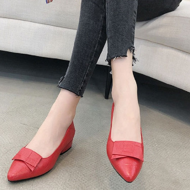 Spring And Summer Cowhide Shoes With Thick Heel Mid-Heel For Women, 34, 35, 36, 37, 38, 39, 40, 41