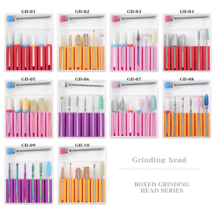 Nail Art Ceramic Tungsten Steel Alloy Grinding Heads Set Grinder Polishing Tool, GH-01, GH-06