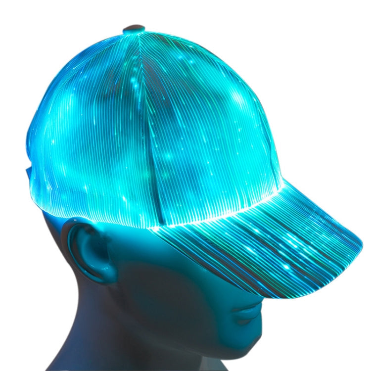 LED Fiber Optic Luminous Hat Couple Luminous Hat Outdoor Luminous Cap Performance Hat, White Colorful Light, Black Colorful Light