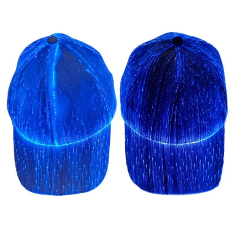 LED Fiber Optic Luminous Hat Couple Luminous Hat Outdoor Luminous Cap Performance Hat, White Colorful Light, Black Colorful Light
