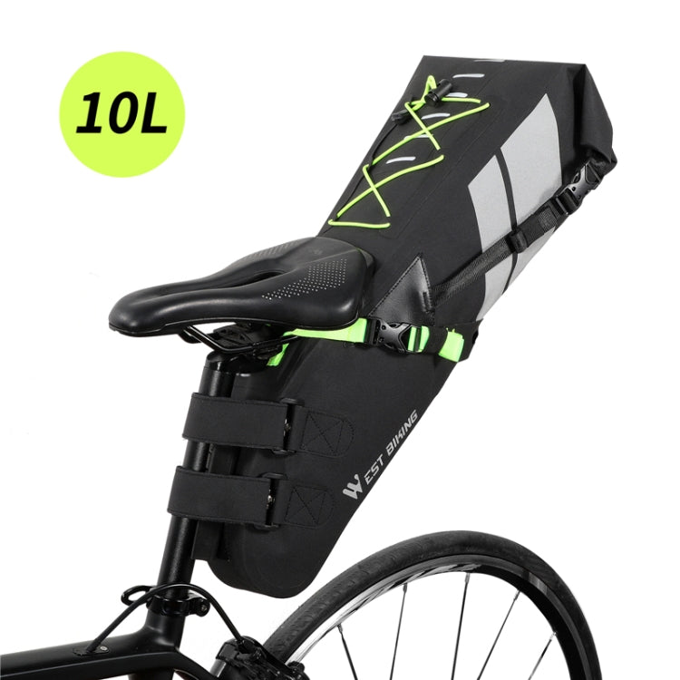 West Biking Bicycle Bag Full Waterproof Reflective Tail Bag Long-Distance Capacity Rear Seat Bag, 10L