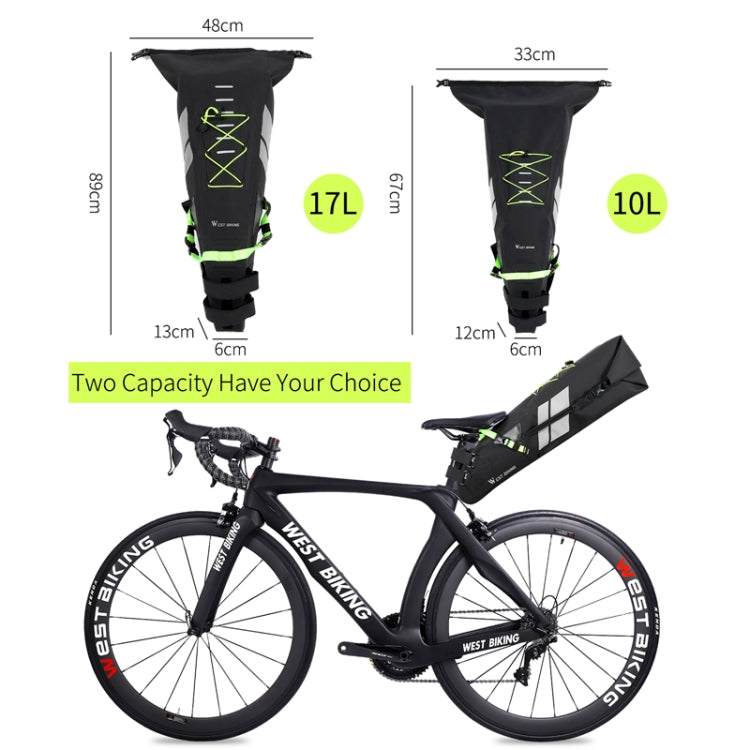 West Biking Bicycle Bag Full Waterproof Reflective Tail Bag Long-Distance Capacity Rear Seat Bag, 10L