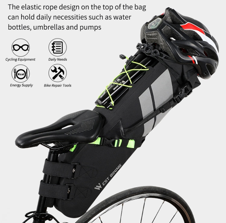 West Biking Bicycle Bag Full Waterproof Reflective Tail Bag Long-Distance Capacity Rear Seat Bag, 10L