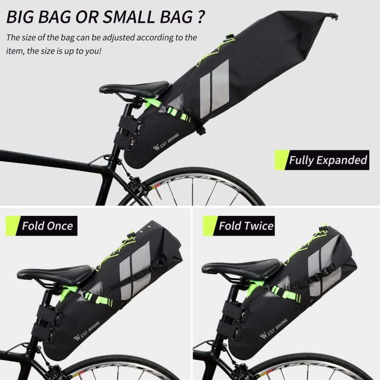 West Biking Bicycle Bag Full Waterproof Reflective Tail Bag Long-Distance Capacity Rear Seat Bag, 10L