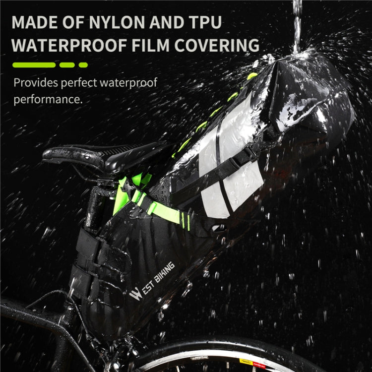 West Biking Bicycle Bag Full Waterproof Reflective Tail Bag Long-Distance Capacity Rear Seat Bag, 10L