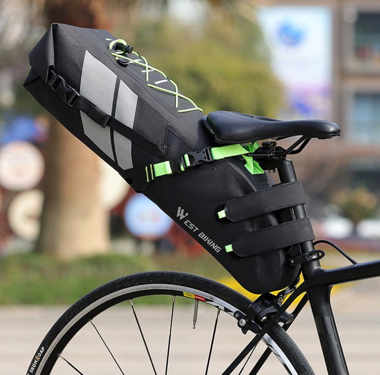West Biking Bicycle Bag Full Waterproof Reflective Tail Bag Long-Distance Capacity Rear Seat Bag, 10L