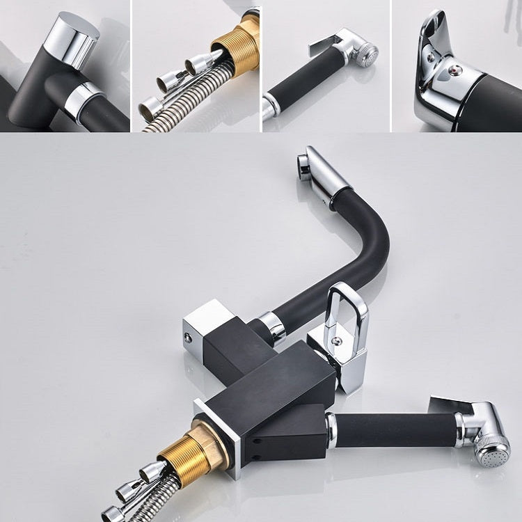 Kitchen Pull-Out Double Faucet Water Table Hot And Cold Water Faucet, Wheel Bending Pull, Round Spray Pull, Cube Spray Pull, Round Universal Distortion, Cube Universal Distortion