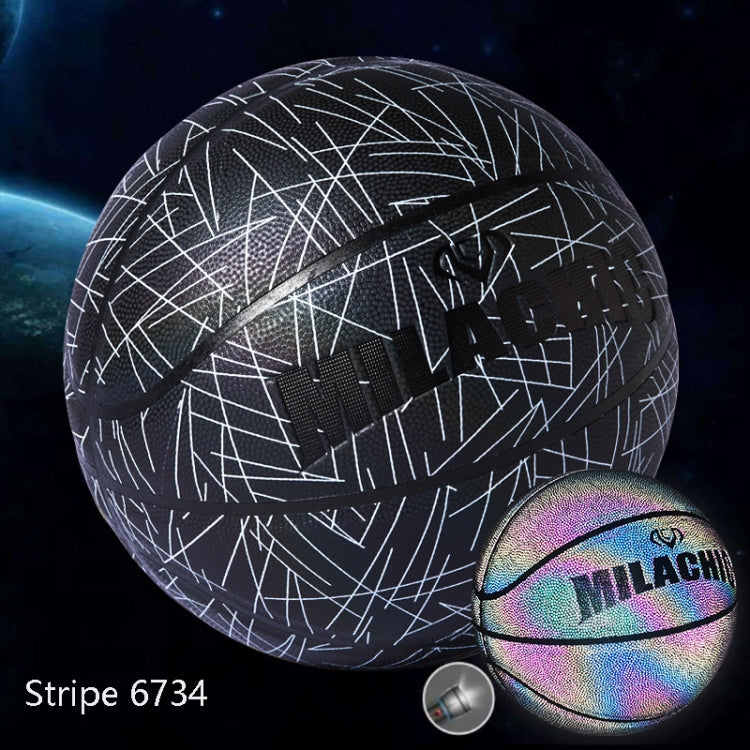 MILACHIC Number 7 Rainbow Reflective Cool Basketball, Stripe 6734, Spider Pattern 6735, Gray 6736