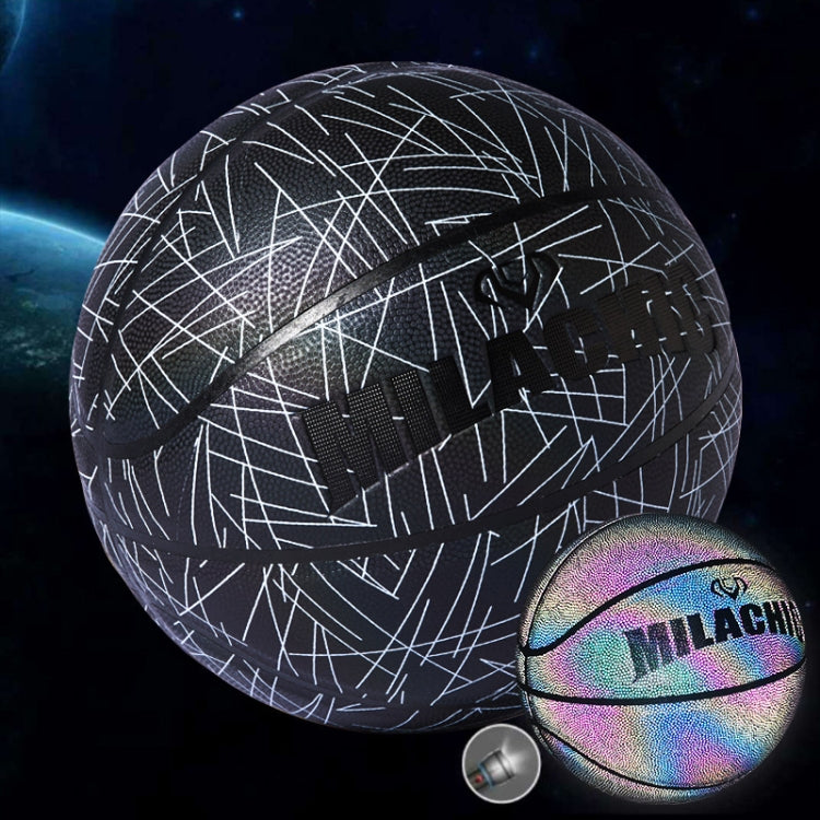 MILACHIC Number 7 Rainbow Reflective Cool Basketball, Stripe 6734, Spider Pattern 6735, Gray 6736