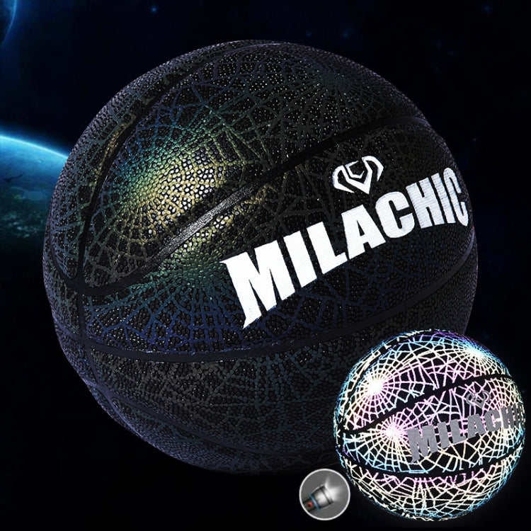 MILACHIC Number 7 Rainbow Reflective Cool Basketball, Stripe 6734, Spider Pattern 6735, Gray 6736