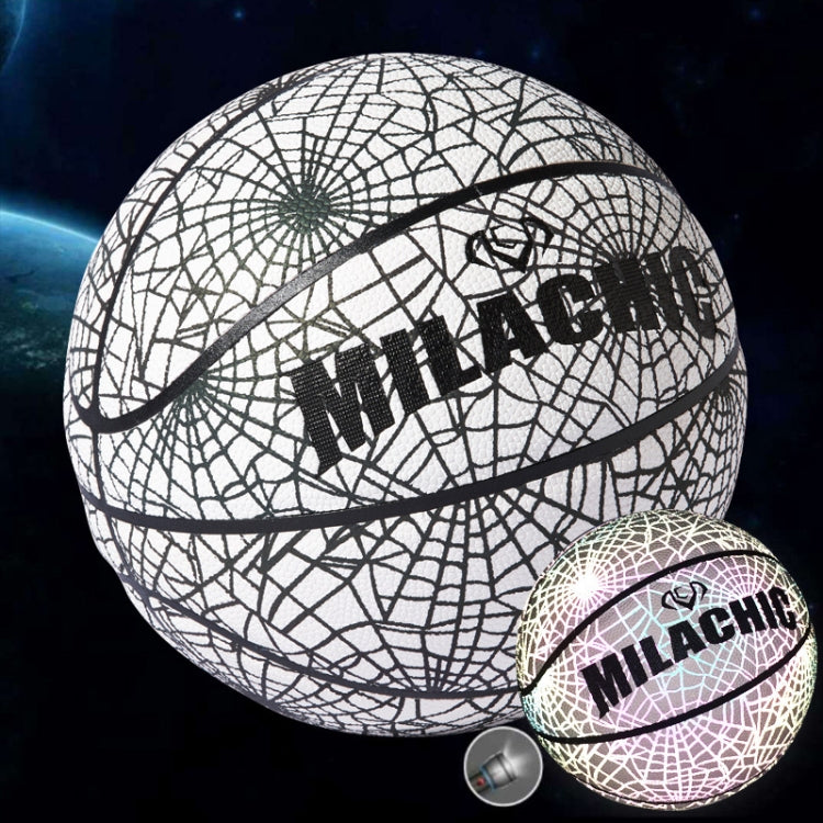MILACHIC Number 7 Rainbow Reflective Cool Basketball, Stripe 6734, Spider Pattern 6735, Gray 6736