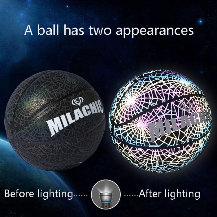 MILACHIC Number 7 Rainbow Reflective Cool Basketball, Stripe 6734, Spider Pattern 6735, Gray 6736