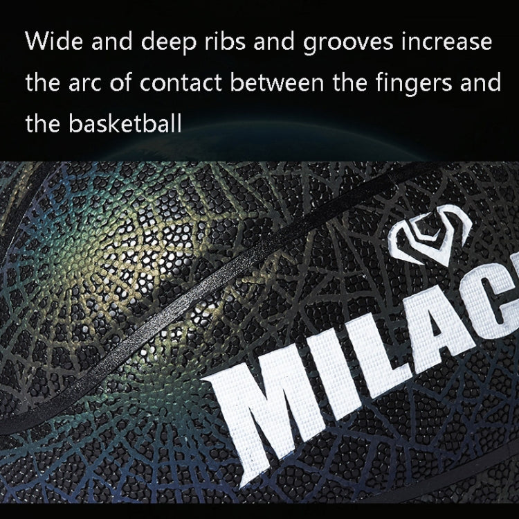 MILACHIC Number 7 Rainbow Reflective Cool Basketball, Stripe 6734, Spider Pattern 6735, Gray 6736