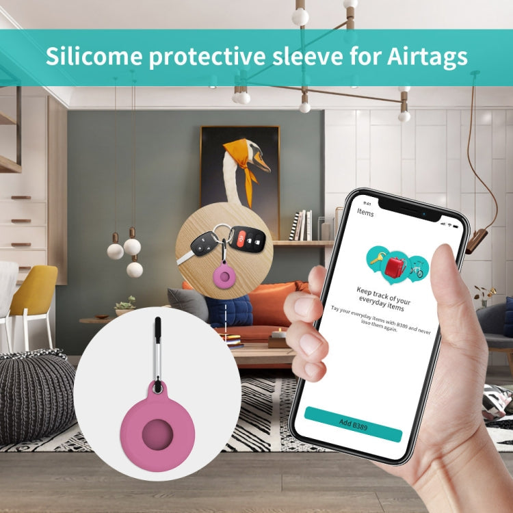 4pcs Round Shape Shockproof Anti-scratch Silicone Protective Case with Carabiner for Airtag 2nd Gen / AirTag 1st Gen