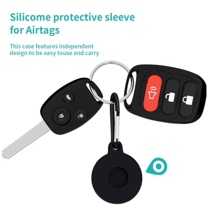 4pcs Round Shape Shockproof Anti-scratch Silicone Protective Case with Carabiner for Airtag 2nd Gen / AirTag 1st Gen