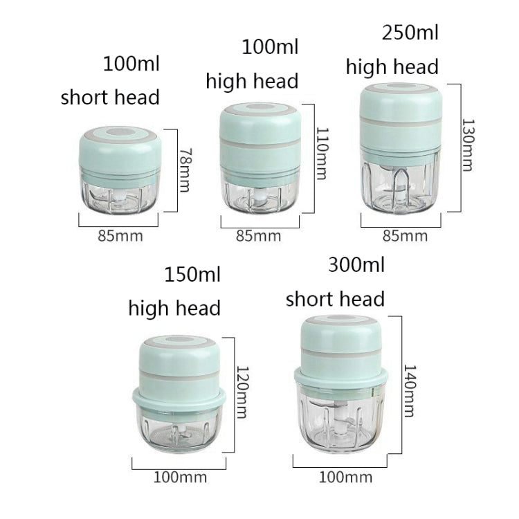 ZM-14 Household Mini Wireless Electric Garlic Masher, White 100ml, Green 100ml, Pink 100ml, High Cup White 250ml, High Cup Green 250ml, High Cup Pink 250ml, White Glass 300ml, Green Glass 300ml, Pink Glass 300ml, White High Cup 250ml + Small Cup 100ml ...