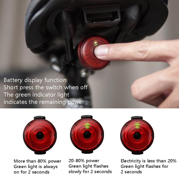 Portable Intelligent Sensing Brake Light Safety Warning Light USB Charging Waterproof Lamp With Electricity Display Taillight, Seat Bow, Seat Pole