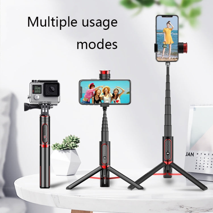 Bluetooth Selfie Stick with Tripod Multi-function Gimbal Mobile Phone Fill Light Live Support, Passion Red, Black, Girl Powder, White Gold