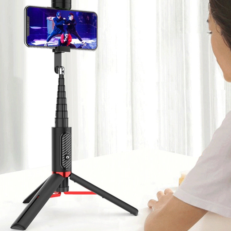 Bluetooth Selfie Stick with Tripod Multi-function Gimbal Mobile Phone Fill Light Live Support, Passion Red, Black, Girl Powder, White Gold