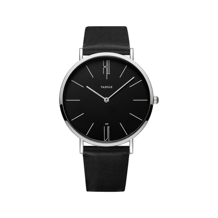 YAZOLE 506 Simple Large Scale Dial Men Business Quartz Watch, Silver Shell Black Tray Black Belt, Silver Shell White Tray Black Belt, Silver Shell Black Tray Brown Belt, Silver Shell White Tray Brown Belt, Black Shell Black Tray Black Belt             ...