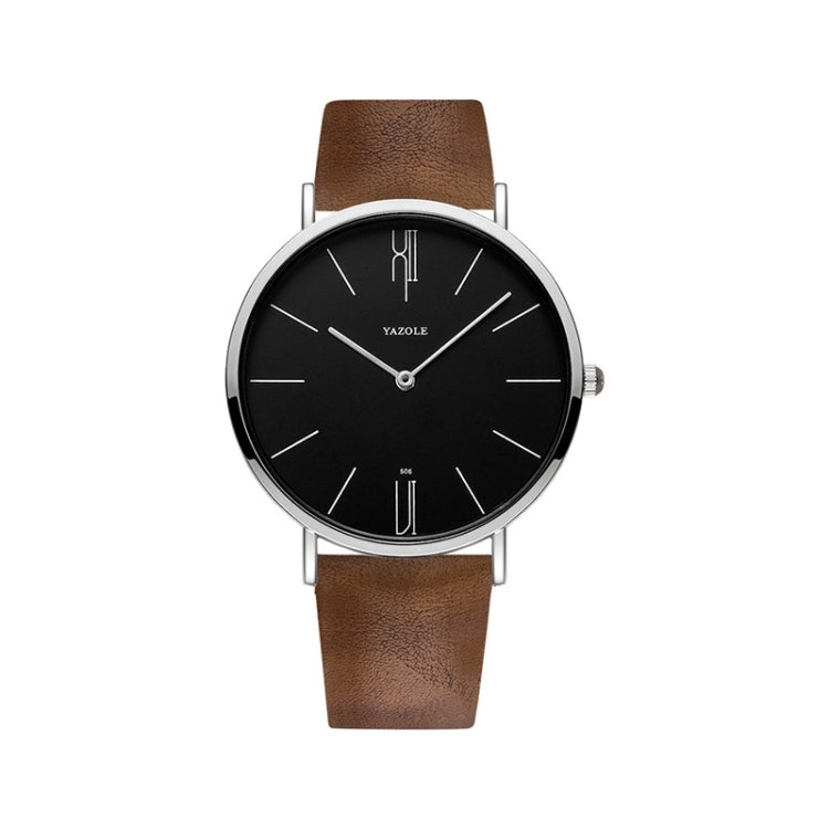 YAZOLE 506 Simple Large Scale Dial Men Business Quartz Watch, Silver Shell Black Tray Black Belt, Silver Shell White Tray Black Belt, Silver Shell Black Tray Brown Belt, Silver Shell White Tray Brown Belt, Black Shell Black Tray Black Belt             ...
