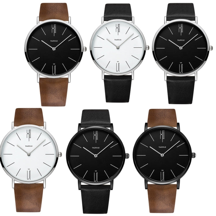 YAZOLE 506 Simple Large Scale Dial Men Business Quartz Watch, Silver Shell Black Tray Black Belt, Silver Shell White Tray Black Belt, Silver Shell Black Tray Brown Belt, Silver Shell White Tray Brown Belt, Black Shell Black Tray Black Belt             ...
