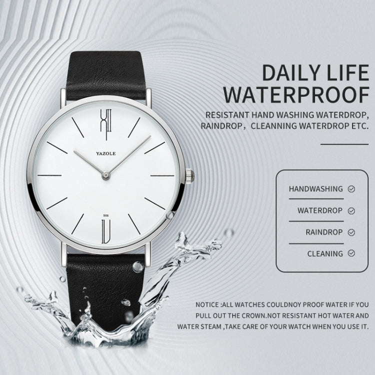 YAZOLE 506 Simple Large Scale Dial Men Business Quartz Watch, Silver Shell Black Tray Black Belt, Silver Shell White Tray Black Belt, Silver Shell Black Tray Brown Belt, Silver Shell White Tray Brown Belt, Black Shell Black Tray Black Belt             ...