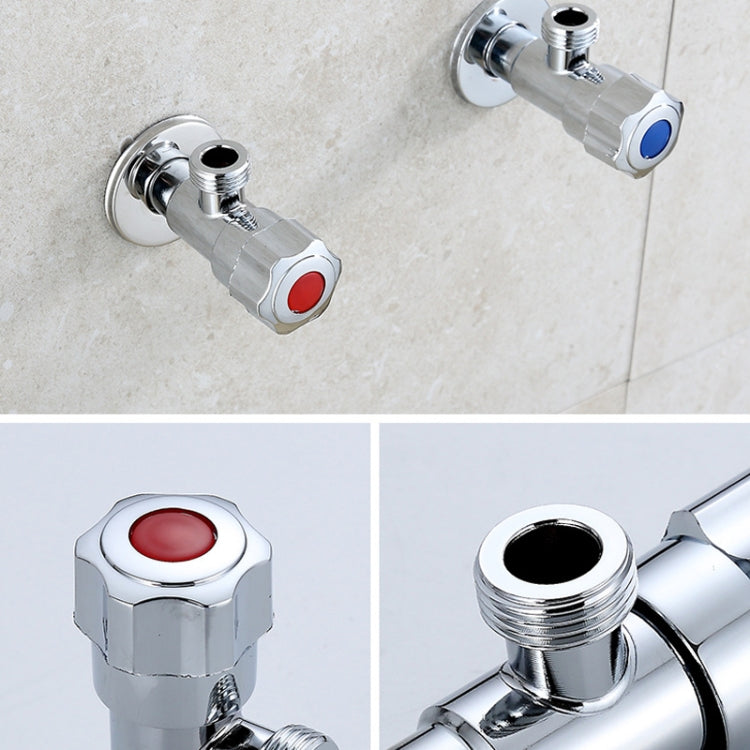 Stainless Steel Double Outlet Angle Valve Single Handle Double Control 1 In 2 Out Electroplating Wire Drawing Angle Valve, Plated, Drawing, Three Round Plated Cold Water, Three Round Plated Hot Water, Plum Wheel Plated Cold Water                       ...