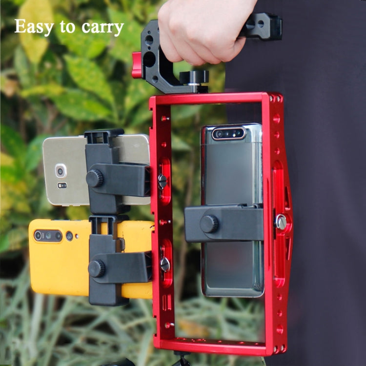 Diving Dual Handheld Grip Bracket Stabilizer Extension Phone Clamp Camera Rig Cage Underwater Case for GoPro HERO9 /8 /7, Red, Black, Red Bracket + Shutter, Black Bracket + Shutter