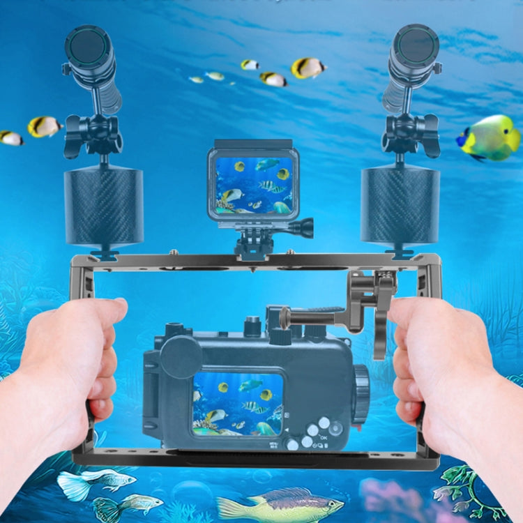 Diving Dual Handheld Grip Bracket Stabilizer Extension Phone Clamp Camera Rig Cage Underwater Case for GoPro HERO9 /8 /7, Red, Black, Red Bracket + Shutter, Black Bracket + Shutter