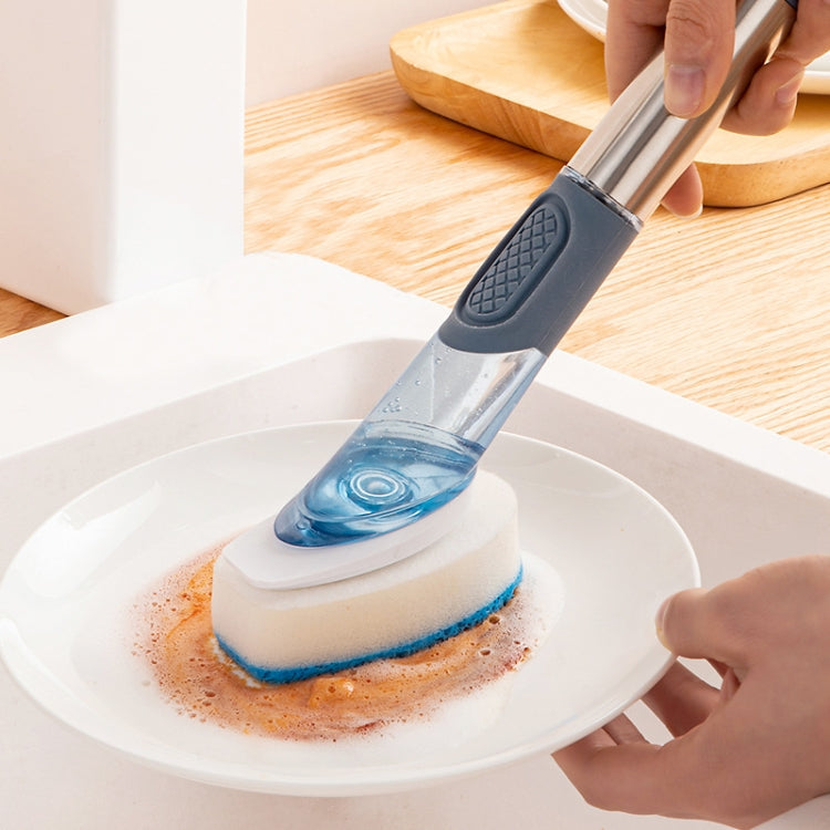 Kitchen Oil Dirty Pan Brush Can Add Detergent Sponge Brush Long Handle Cleaning Brush, Blue, Pink, Gray