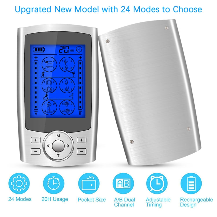 24-Mode Digital Electronic Pulse Massager Intelligent Whole Body Physical Therapy Meridian Massager, US Plug, EU Plug, AU Plug, UK Plug