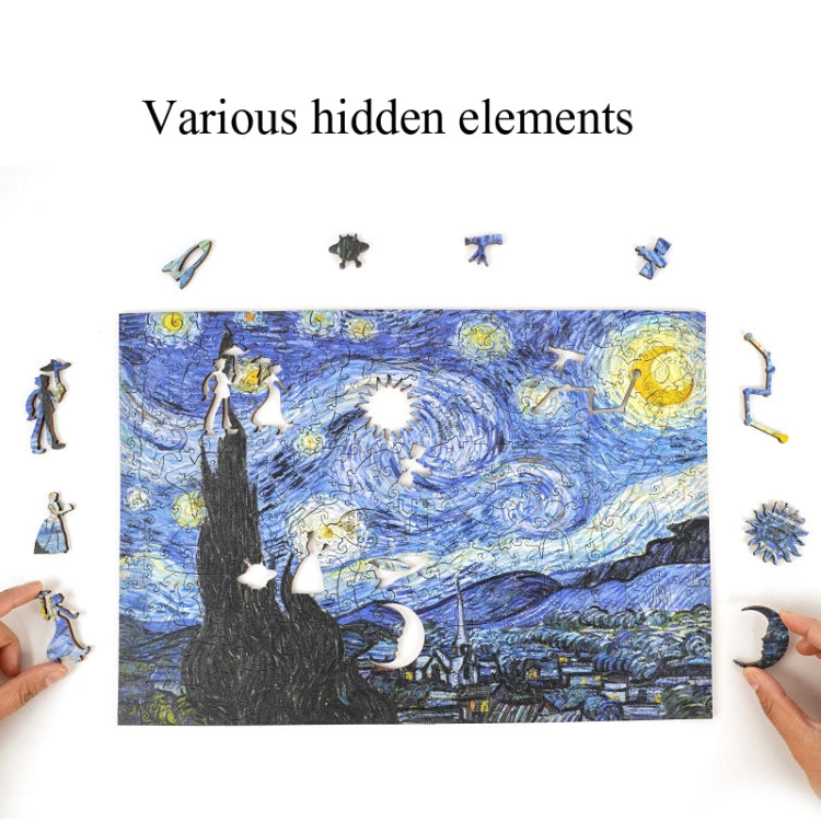 Irregular Wooden Puzzle Adult High Difficulty Creative Gift, The Starry Night