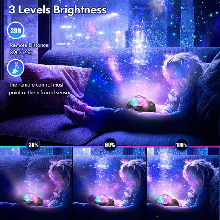 DQ-M3 LED Rotating Starry Sky Light Bluetooth Music Planets Ocean Projector Support TF Card,Style:, USB + Bluetooth, Battery + Bluetooth