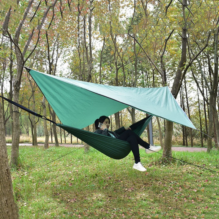 Outdoor Camping Sunshade + Anti-Mosquito Hammock Set Parachute Fabric Net Yarn Anti-Mosquito Hammock, 360x290cm Ink Green