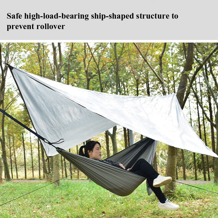 Outdoor Camping Sunshade + Anti-Mosquito Hammock Set Parachute Fabric Net Yarn Anti-Mosquito Hammock, 360x290cm Ink Green